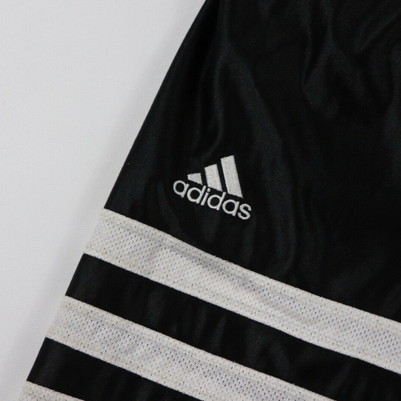 Vintage New Adidas Striped Spell Out Shorts Black - Picture 2 of 6